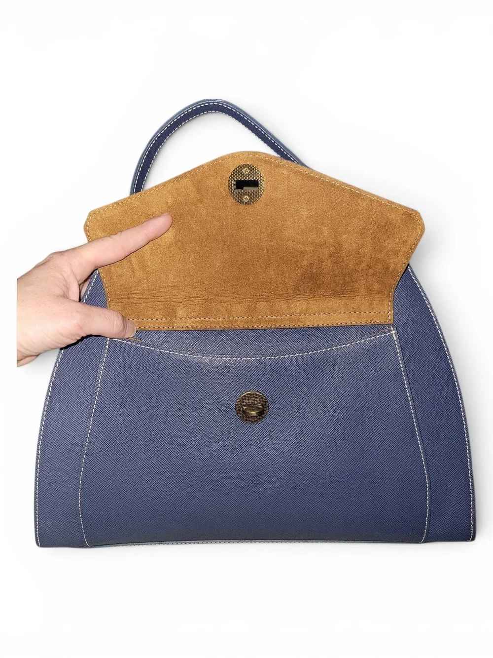 NWT A. Bellucci Blue Satchel with Gold Hardware W/ Convertible Crossbody Strap.